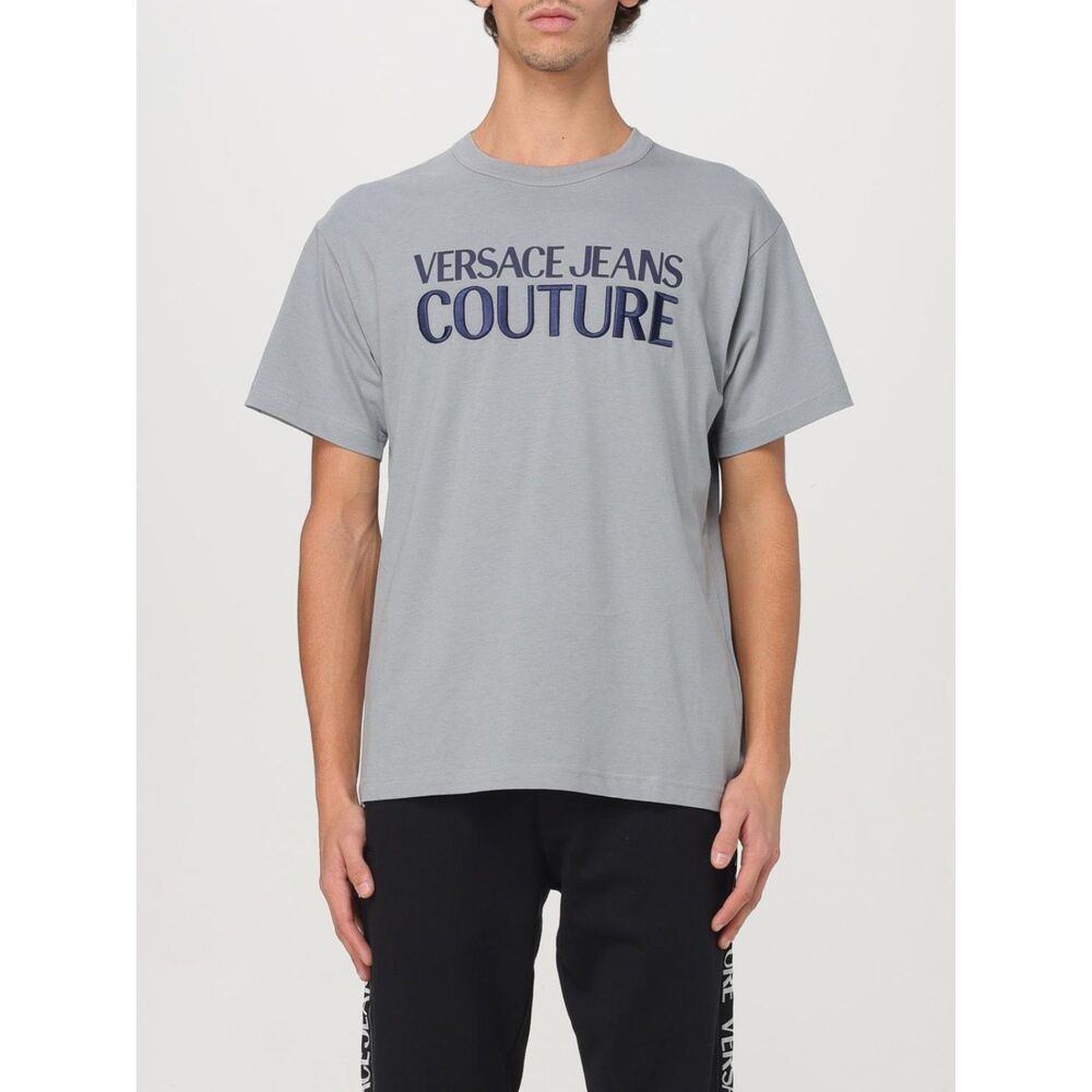 VERSACE JEANS COUTURE Shirt Mens Small Gray Pullover Logo T-Shirt Tee $200